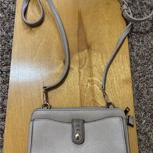 Leather Crossbody Bag in Light Gray - Women’s Shoulder Purse